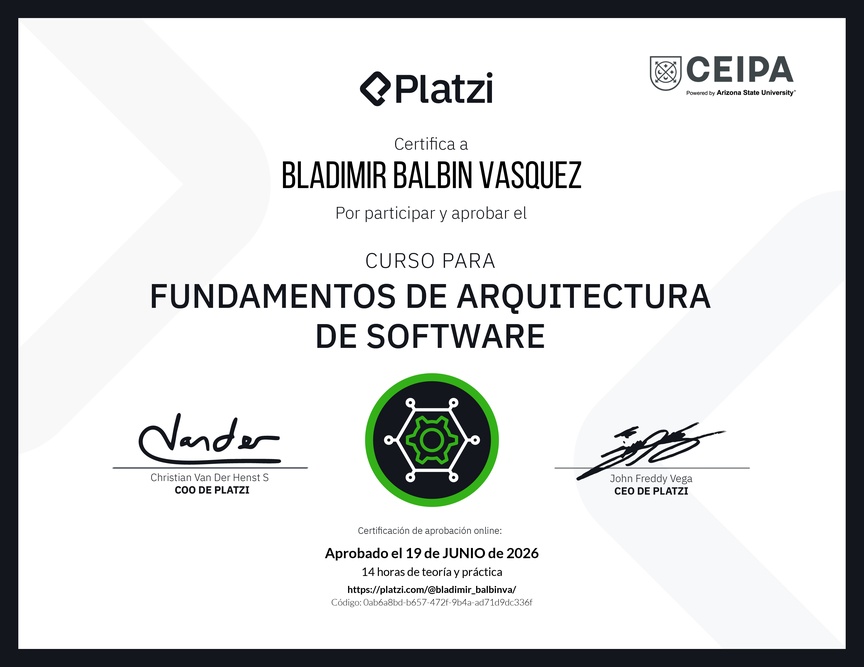 Diploma del Curso de Fundamentos de Arquitectura de Software