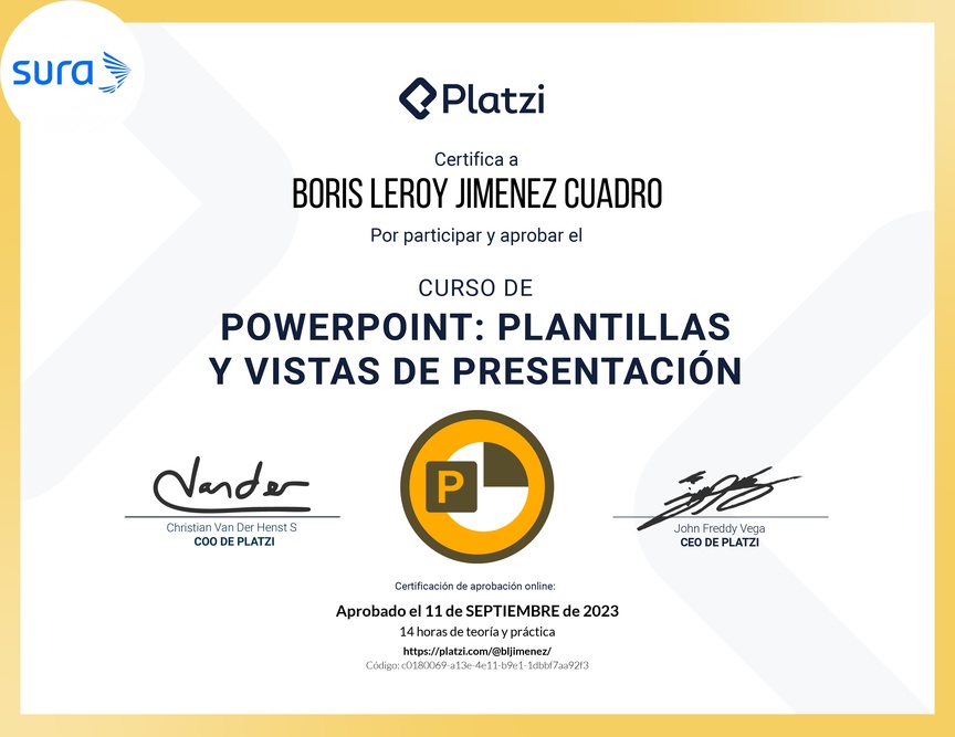 Diploma del Curso de PowerPoint: Plantillas y Vistas de Presentación