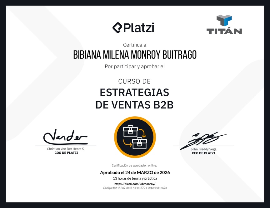 Diploma del Curso de Estrategias de Ventas B2B