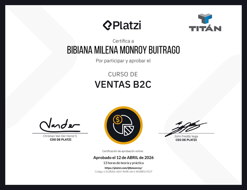 Diploma del Curso de Ventas B2C