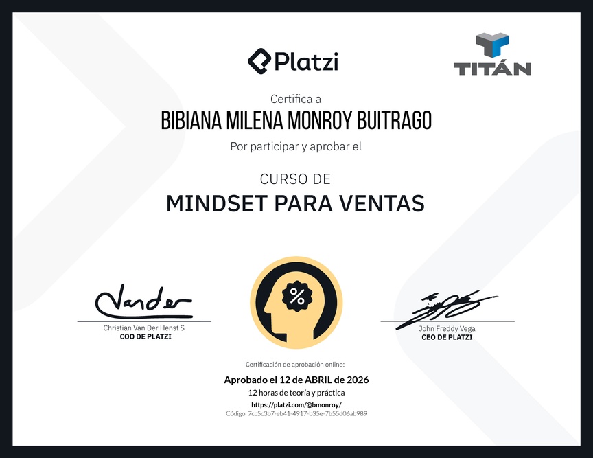 Diploma de Mindset para Ventas