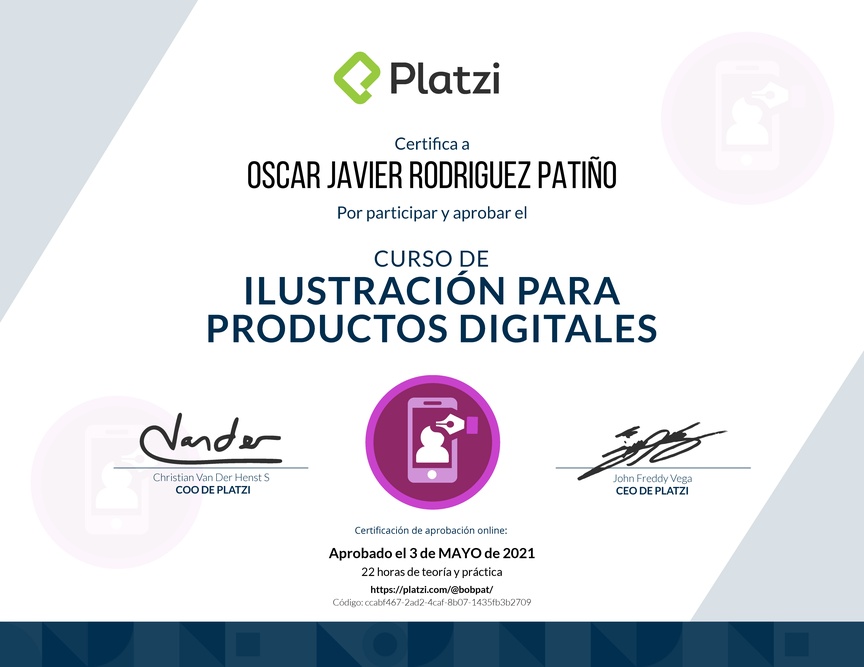 Diploma del Curso de Ilustración en Productos Digitales
