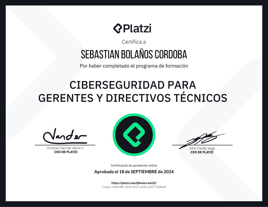 Diploma de la Ruta de Aprendizaje de Ciberseguridad para Gerentes y Directivos