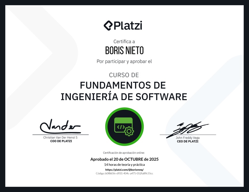 Diploma del Curso de Fundamentos de Ingeniería de Software