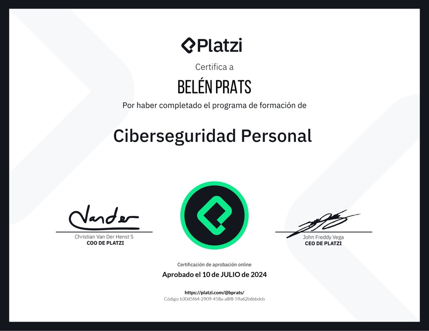 Diploma de la Ruta de Aprendizaje de Ciberseguridad Personal