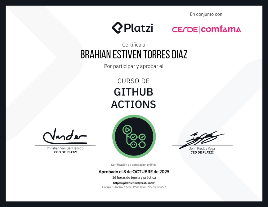 Diploma del Curso de GitHub Actions