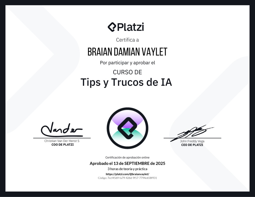 Diploma del Curso de tips y trucos de IA