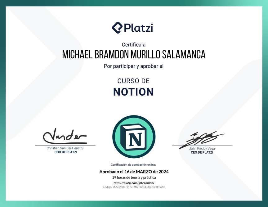 Diploma del Curso de Notion