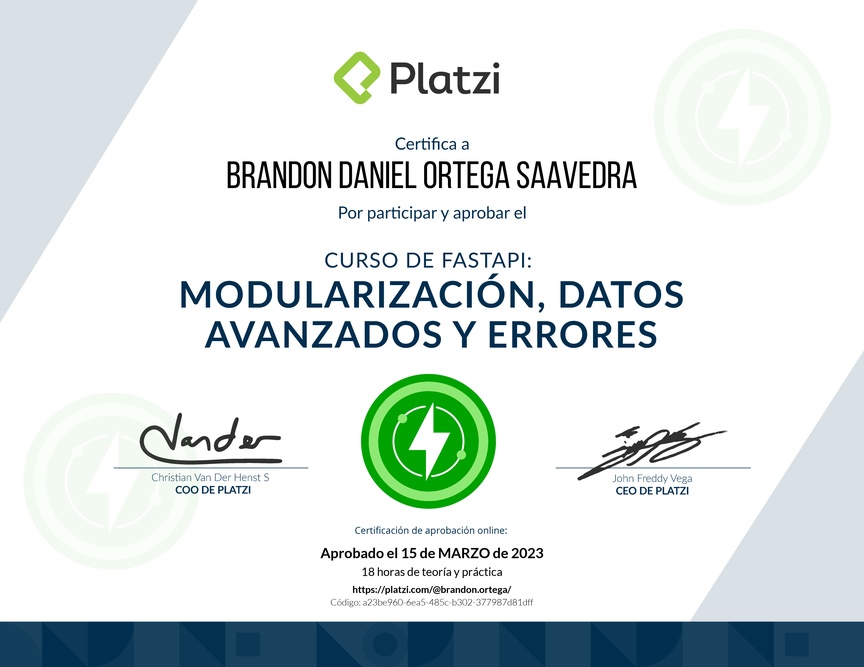 Diploma del Curso de FastAPI: Modularización, Datos y Errores