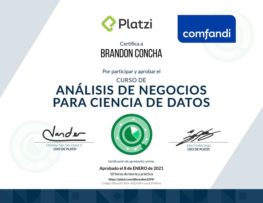 Diploma del Curso de Análisis de Negocios para Ciencia de Datos
