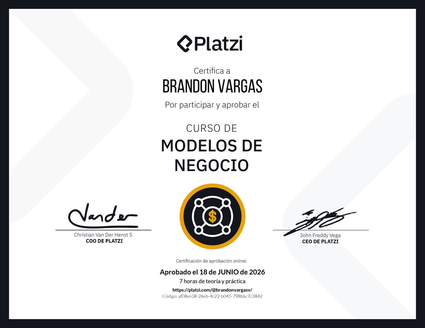 Diploma del Curso de Modelos de Negocio