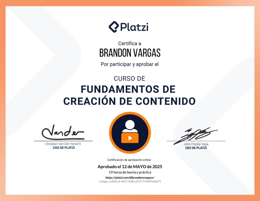 Diploma del Curso de Introducción a la Creación de Contenidos Digitales
