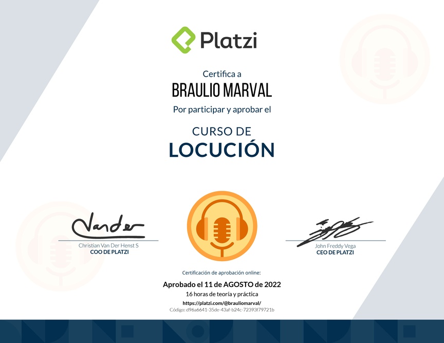 Diploma del Curso de Locución