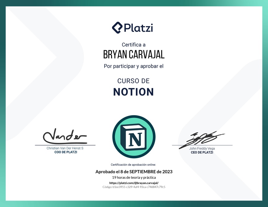 Diploma del Curso de Notion