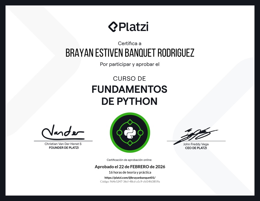 Diploma del Curso de Fundamentos de Python