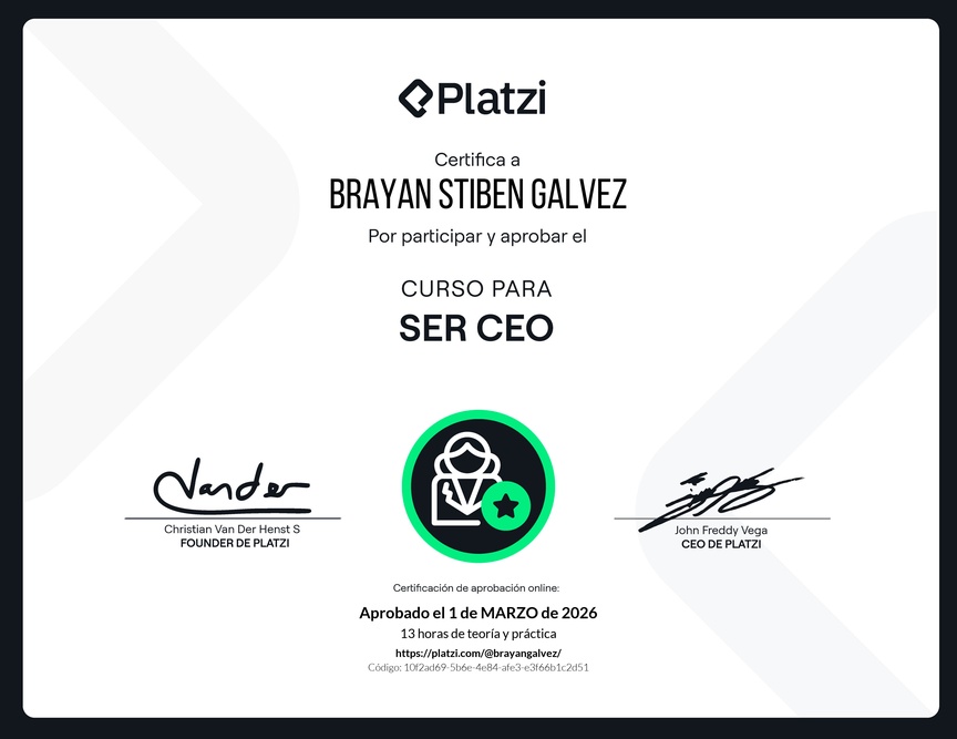 Diploma del Curso para ser CEO 2025