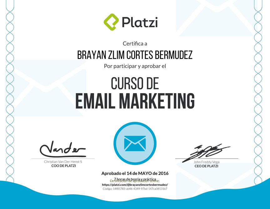 Diploma del Curso de Email Marketing 2015
