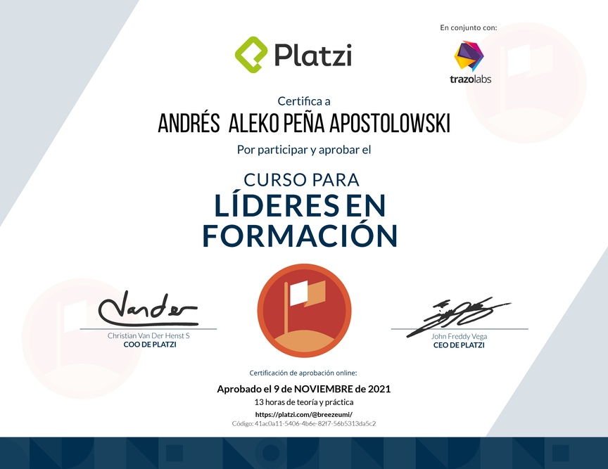 Diploma del Curso para Líderes en Formación