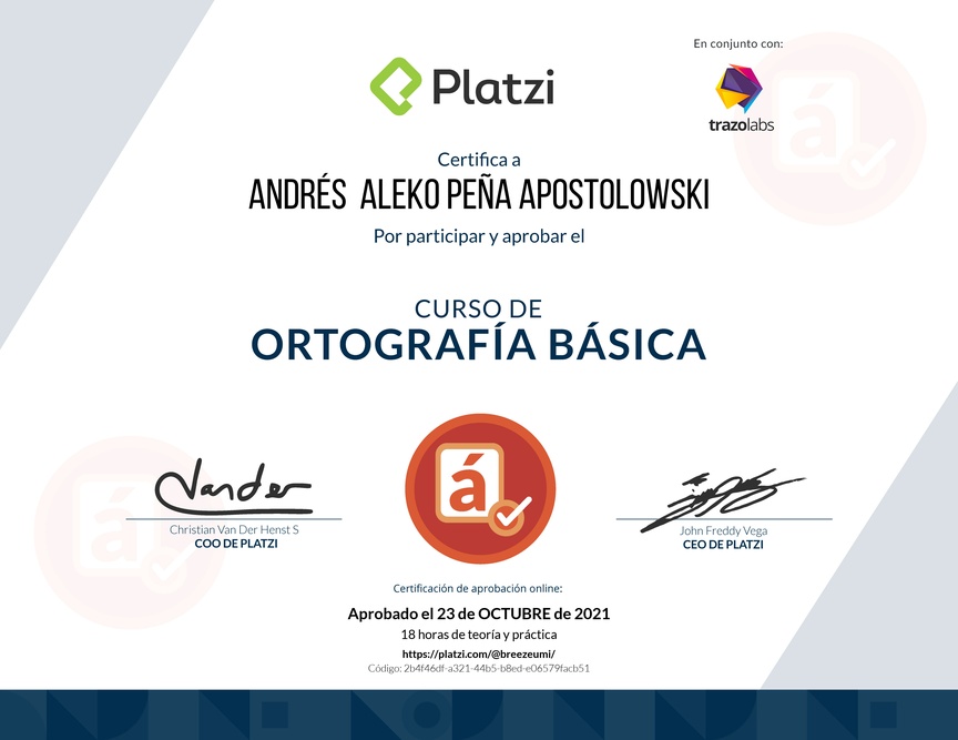 Diploma del Curso de Ortografía Básica