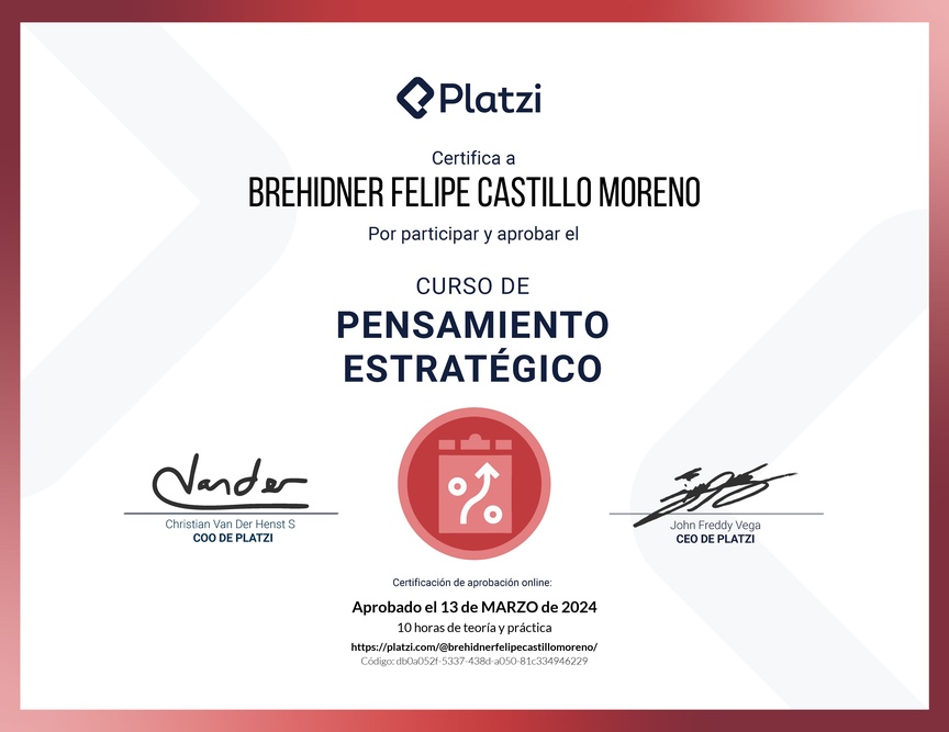 Diploma del Curso de Pensamiento Estratégico