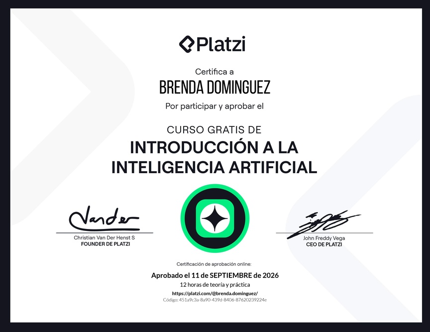 Diploma del Curso Gratis de Introducción a la Inteligencia Artificial