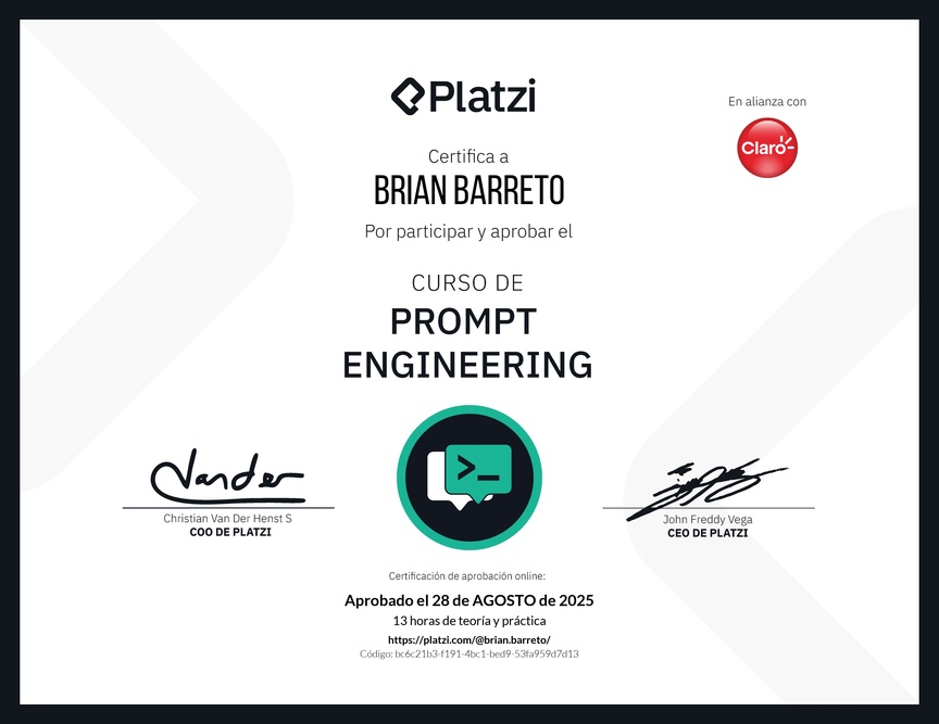 Diploma del Curso de Prompt Engineering
