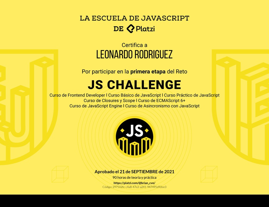 Diploma de JS Challenge: Diploma de la Fase 1