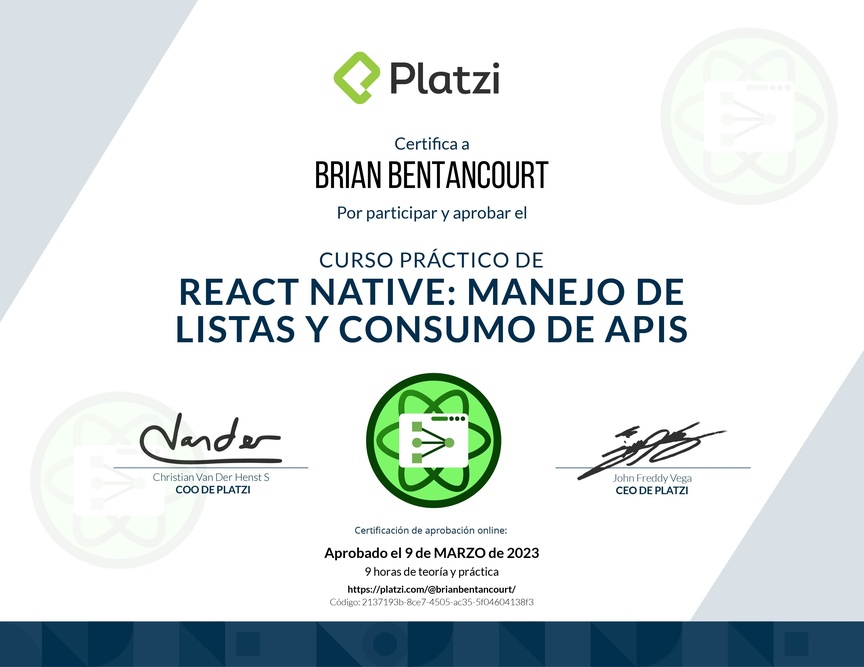 Diploma del Curso de React Native: Manejo de Listas y Consumo de APIs