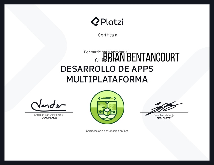 Diploma de la Ruta de Aprendizaje de Desarrollo de aplicaciones multiplataformas