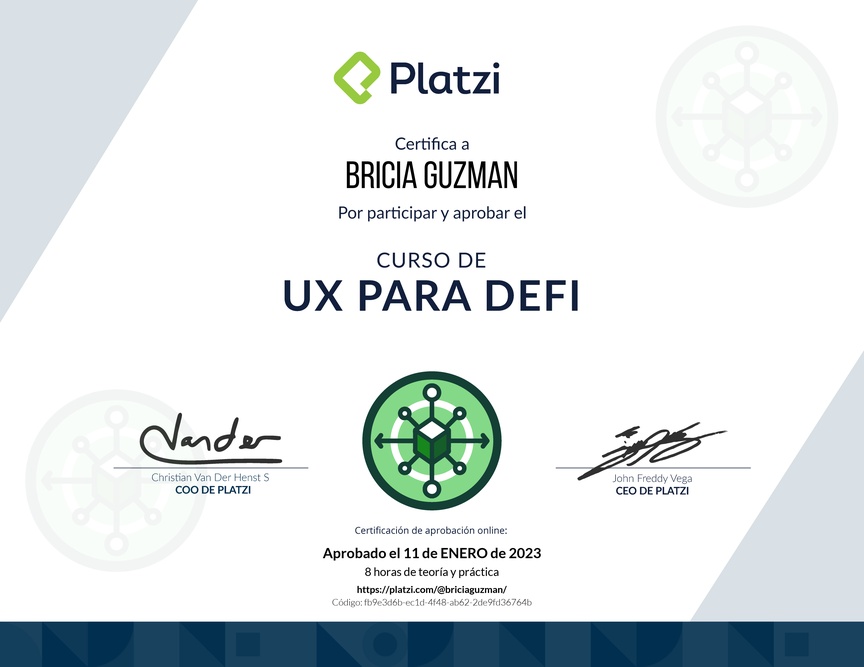 Diploma del Curso de UX para DeFi: Diseñando los Servicios Financieros del Futuro