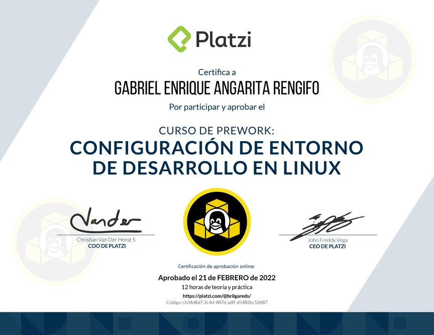 Diploma del Curso de Configuración de Entorno de Desarrollo en Linux