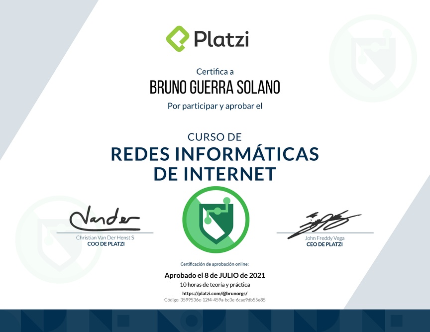 Diploma del Curso de Redes Informáticas de Internet
