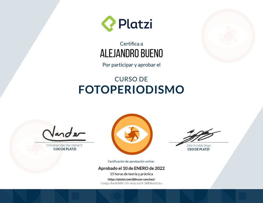 Diploma del Curso de Fotoperiodismo