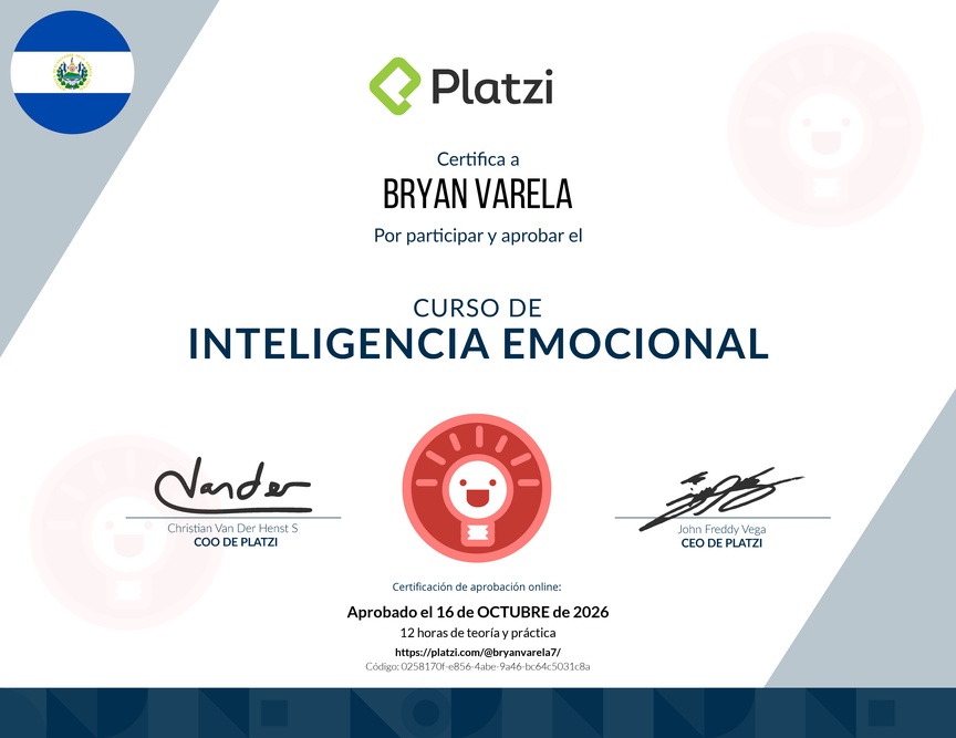 Diploma del Curso de Inteligencia Emocional