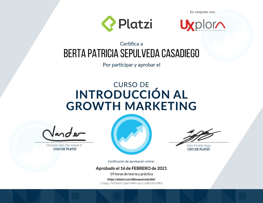 Diploma del Curso de Introducción al Growth Marketing