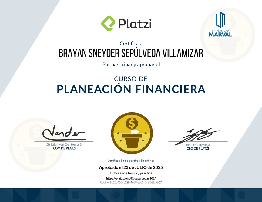 Diploma del Curso de Planeación Financiera