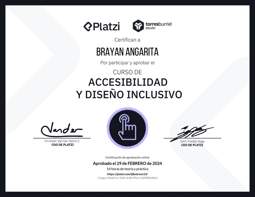 Diploma del Curso de Accesibilidad y Diseño Inclusivo