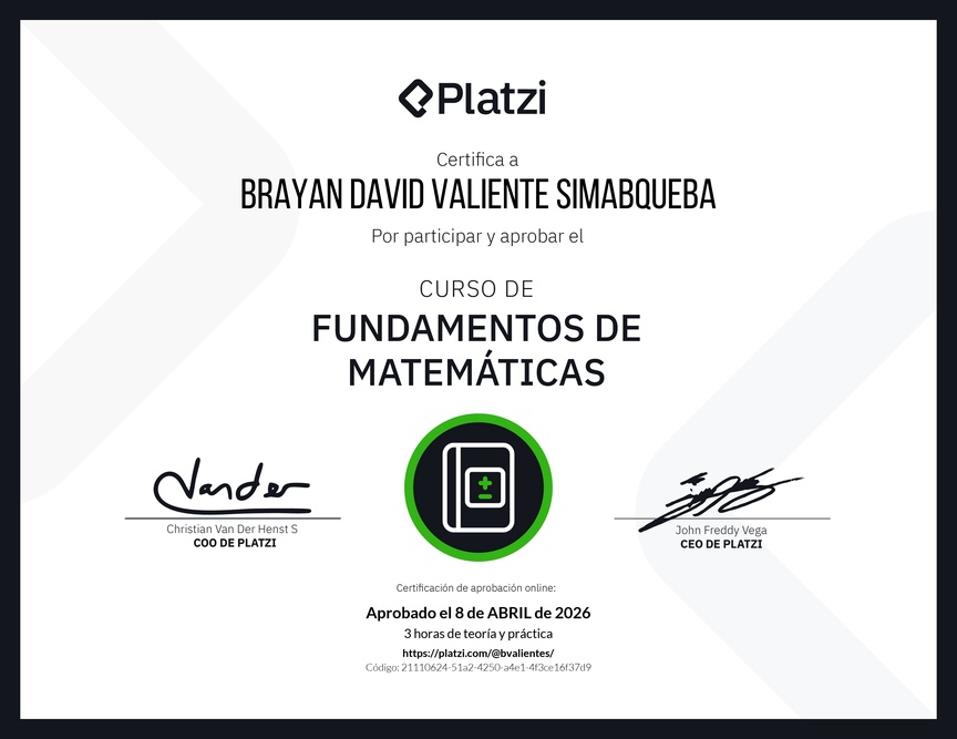 Diploma del Curso de Fundamentos de Matemáticas