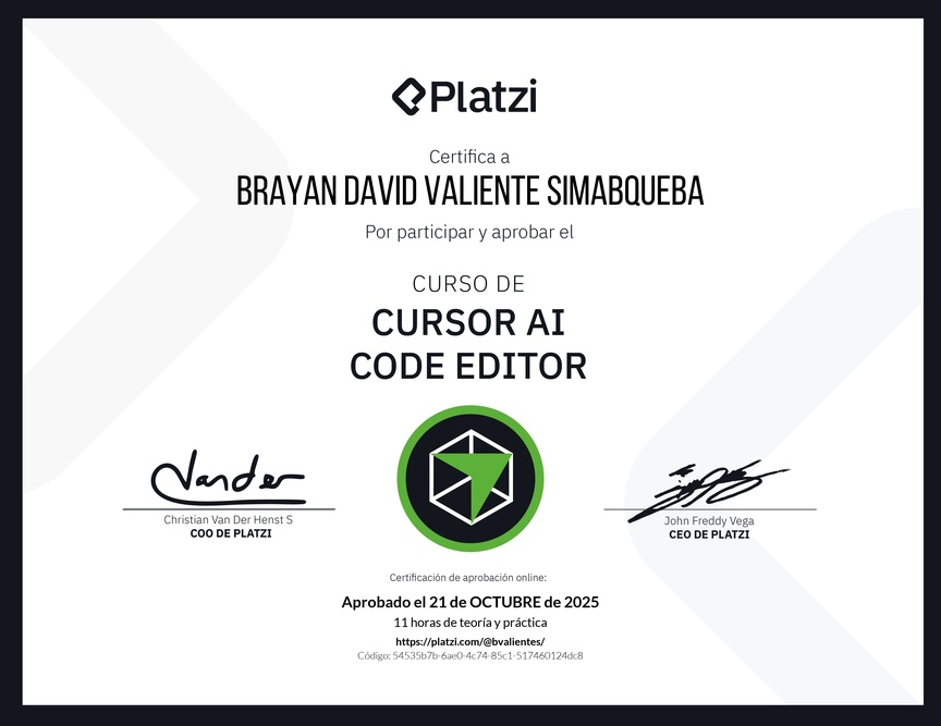 Diploma del Curso de Cursor AI Code Editor