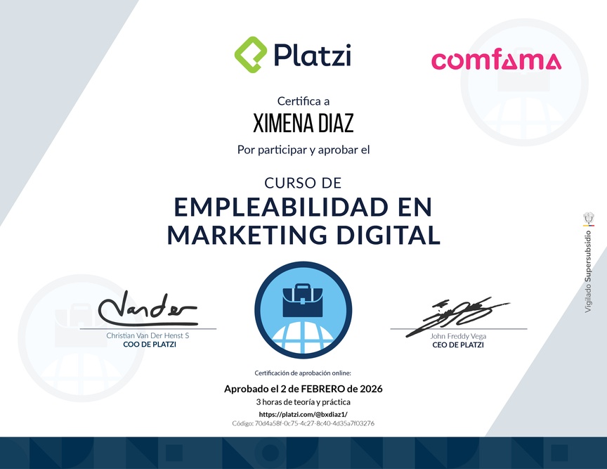 Diploma del Curso de Autoevaluación y Crecimiento en Marketing Digital