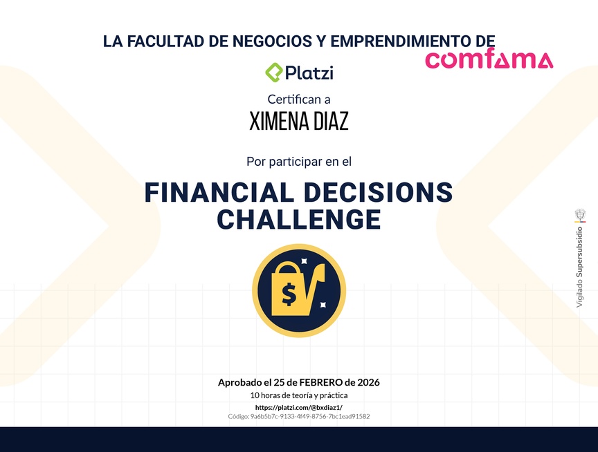 Diploma de Financial Decisions Challenge by Platzi
