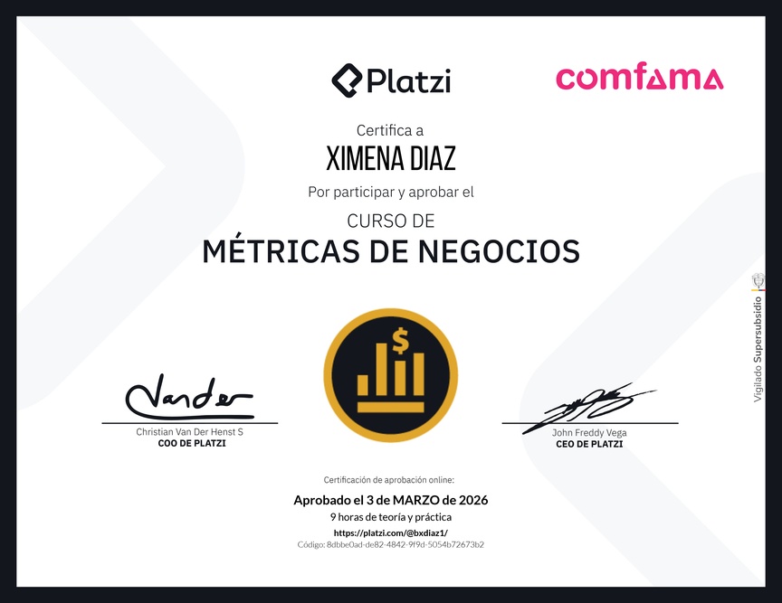 Diploma del Curso de Métricas Esenciales de Negocio