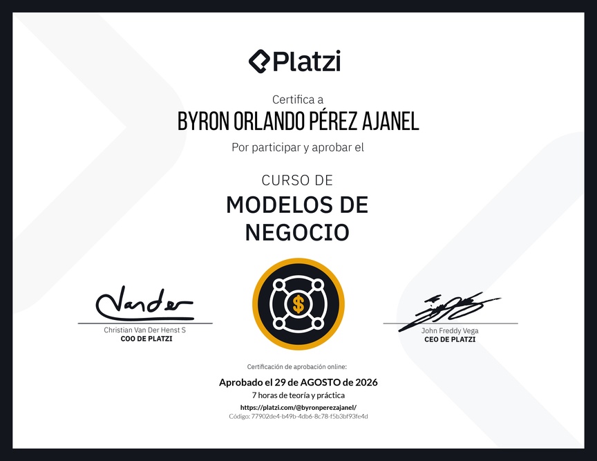 Diploma del Curso de Modelos de Negocio
