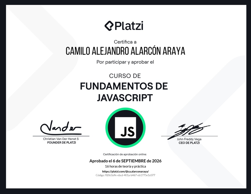Diploma del Curso de Fundamentos de JavaScript