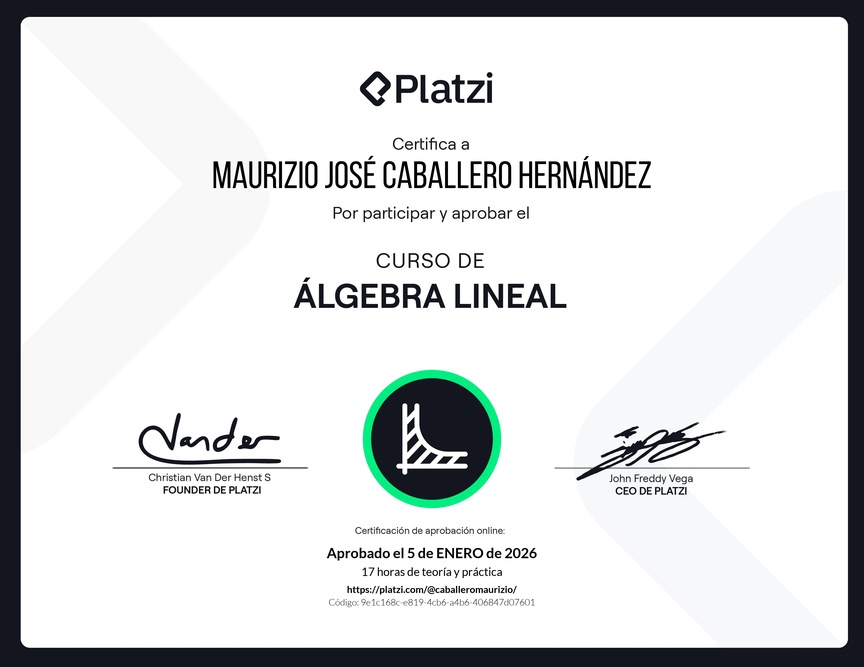 Diploma del Curso de Álgebra Lineal: Fundamentos y Aplicaciones