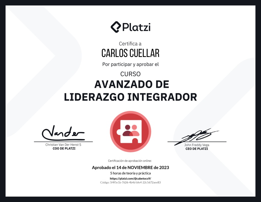 Diploma del Curso Avanzado de Liderazgo: Adapta tu Estilo de Liderazgo
