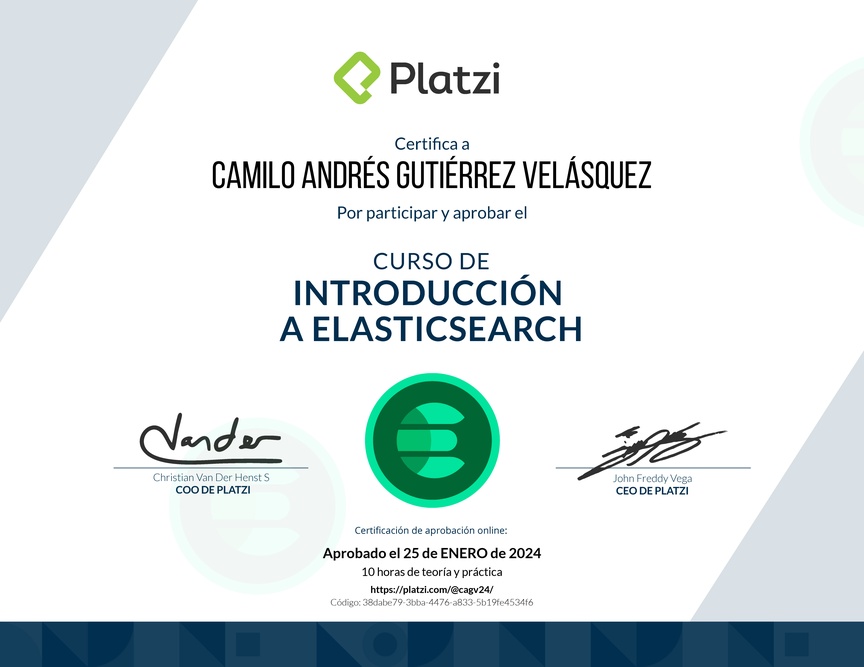 Diploma del Curso de Introducción a Elasticsearch