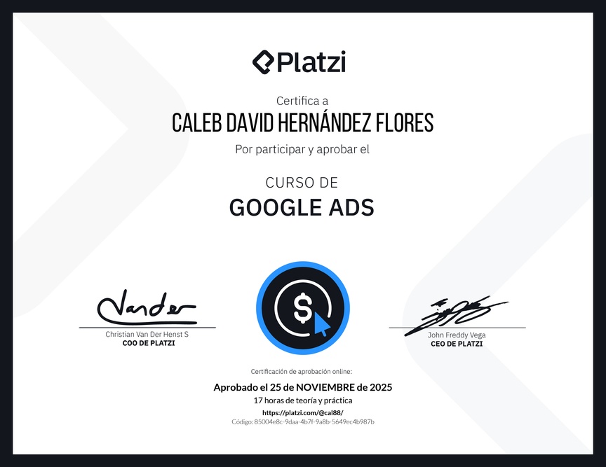 Diploma del Curso de Google Ads