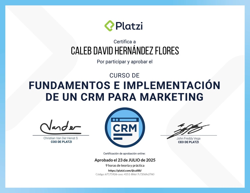 Diploma del Curso de Aceleración de Procesos de Marketing con CRM