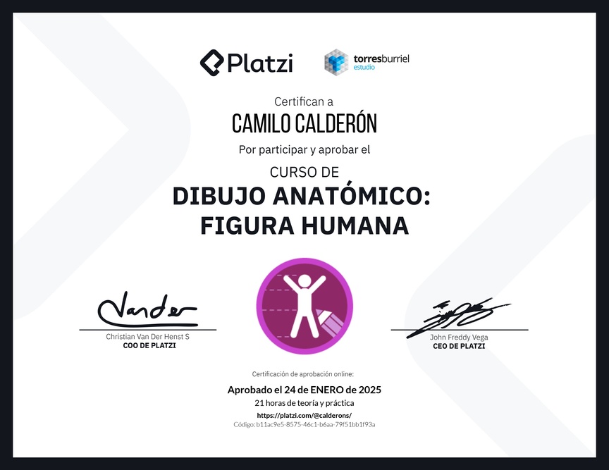 Diploma del Curso de Dibujo Anatómico: Figura Humana